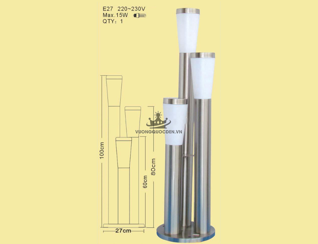 Đèn trụ năng lượng mặt trời ba bóng ROL358-1